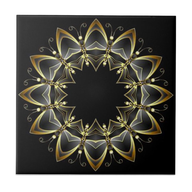 Tuscan Färg Guld/Black Kitchen Backsplash ~ 04 Kakelplatta (Framsidan)