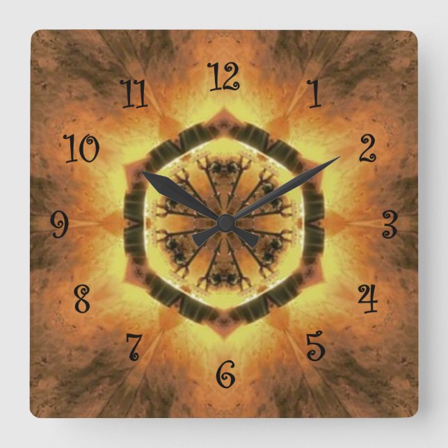 Tuscan Färg ~ Guld, Russet, White 73 Fyrkantig Klocka (Framsida)