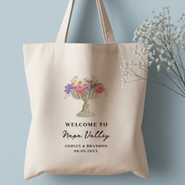 Tuscan Floral Hotel Bröllop Välkommen Tygkasse