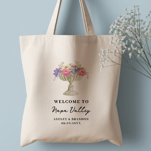 Tuscan Floral Hotel Bröllop Välkommen Tygkasse