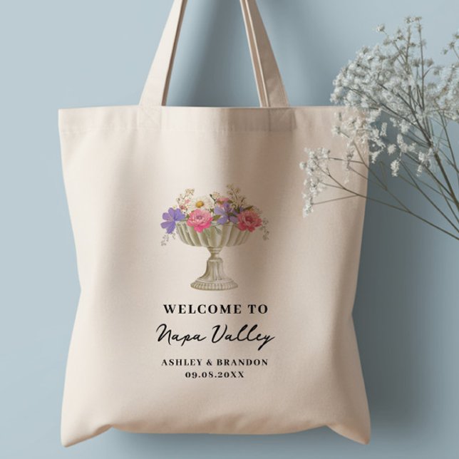 Tuscan Floral Hotel Bröllop Välkommen Tygkasse (Skapare uppladdad)
