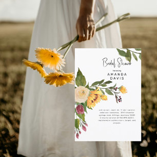 Tuscan Guld Solros Blommig Bröllopsfest Inbjudningar