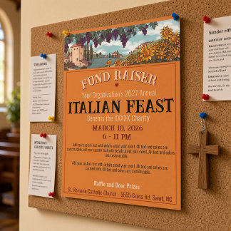 Tuscan Italiensk Fest Fundraising välgörenhetsmidd Reklamblad