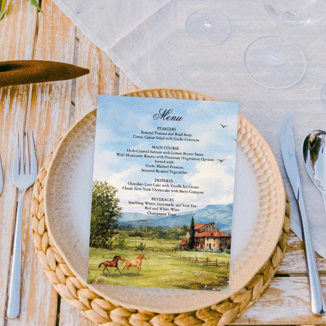 Tuscan landsbygd naturmålning bröllop  meny (Skapare uppladdad)
