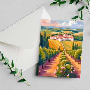 Tuscan landsbygrupper akvarell Italien målning kor