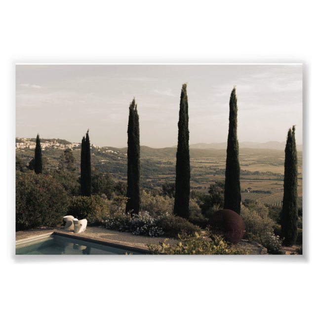 Tuscan landscape hidden behind cypresses (2024) fototryck (Framsidan)