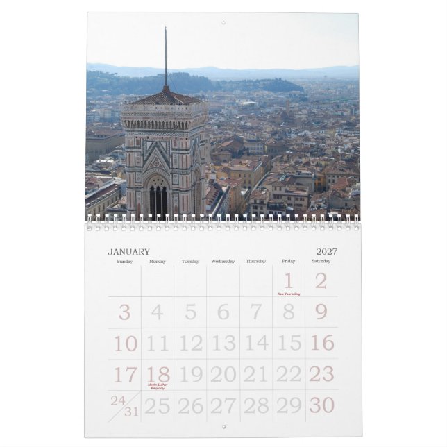 Tuscan landskap kalender (Jan 2027)