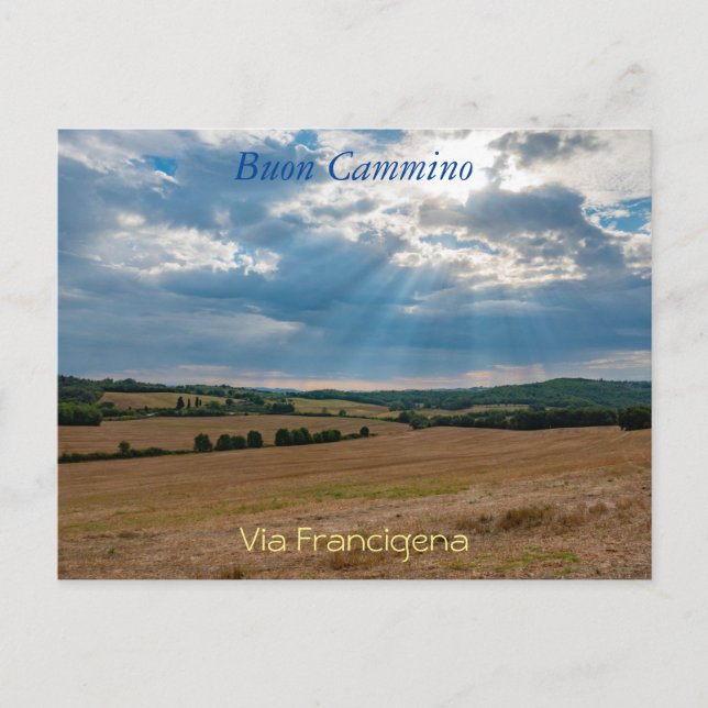 Tuscan landskap längs via Francigena vykort (Framsida)