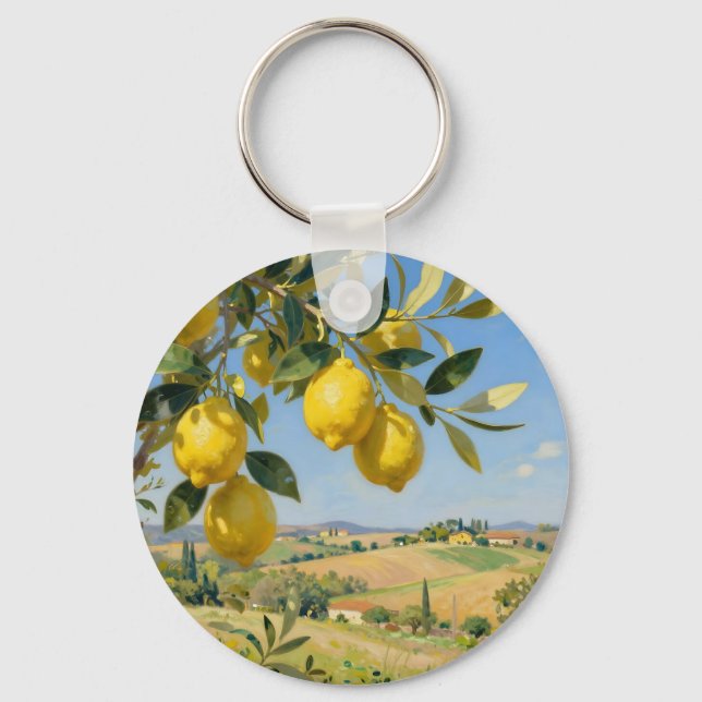 Tuscan Lemon Tree Landscape Nyckelring (Framsida)