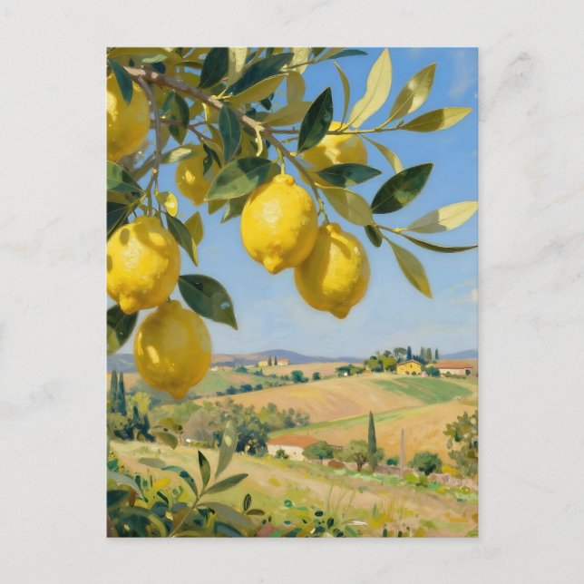 Tuscan Lemon Tree Landscape Vykort (Framsida)