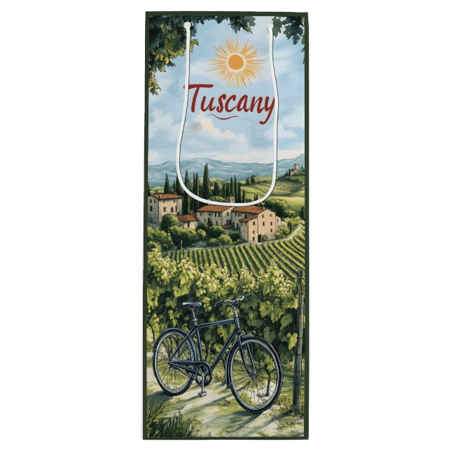 Tuscan Ligcape med vinodlingar och en cykel (Framsidan)