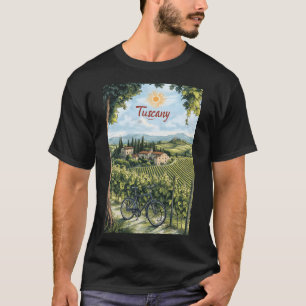 Tuscan Ligcape med vinodlingar och en cykel T Shirt