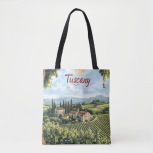 Tuscan Ligcape med vinodlingar och en cykel Tygkasse