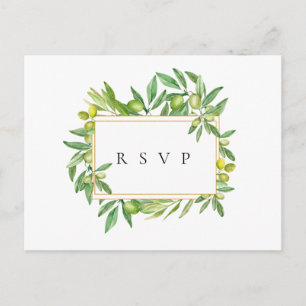 Tuscan Olive Frame Bröllop RSVP Låtförfrågan Inbjudan Vykort