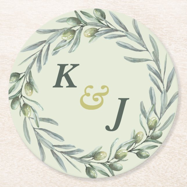 Tuscan Olive Garden Underlägg Papper Rund (Framsidan)