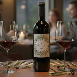 Tuscan Olivgrön Rand Övningsmiddag Vinflaska Etikett