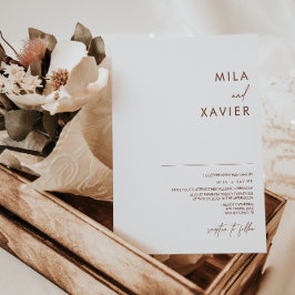 Tuscan Sienna | Modern minimal bröllopsinbjudan Inbjudningar