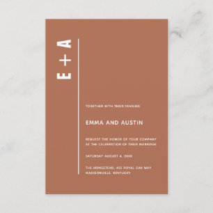 Tuscan Tan Modern Minimum Fold Initialer Bröllop Inbjudningar
