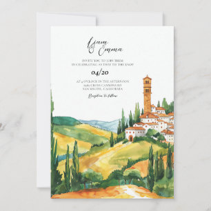 Tuscan Vattenfärg Destination Bröllop Inbjudningar