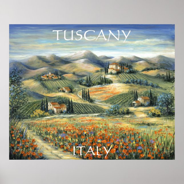 Tuscan Villa and Poppies Poster (Framsidan)