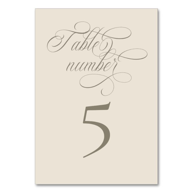 Tuscan Villa Calligraphy Table Number Card Bordsnummer (Framsidan)