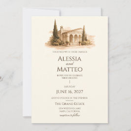 Tuscan Villa Romantik Bröllopsinbjudan Inbjudningar