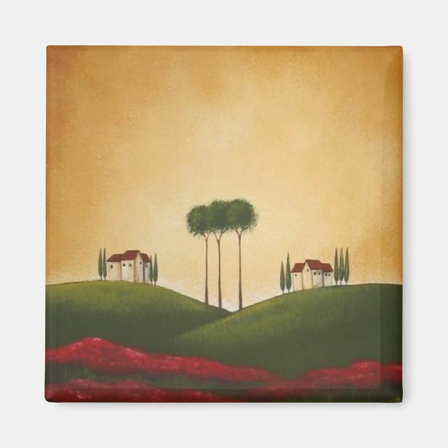 Tuscan Villas and Poppies Magnet (Framsidan)