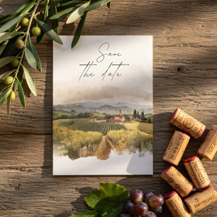 Tuscan Vinård Italienska Landsbygden Save The Date Inbjudningar