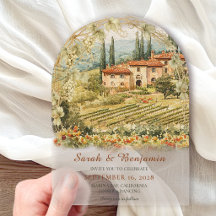 Tuscan Vinårdsgård Båge Akryl Bröllopsinbjudan