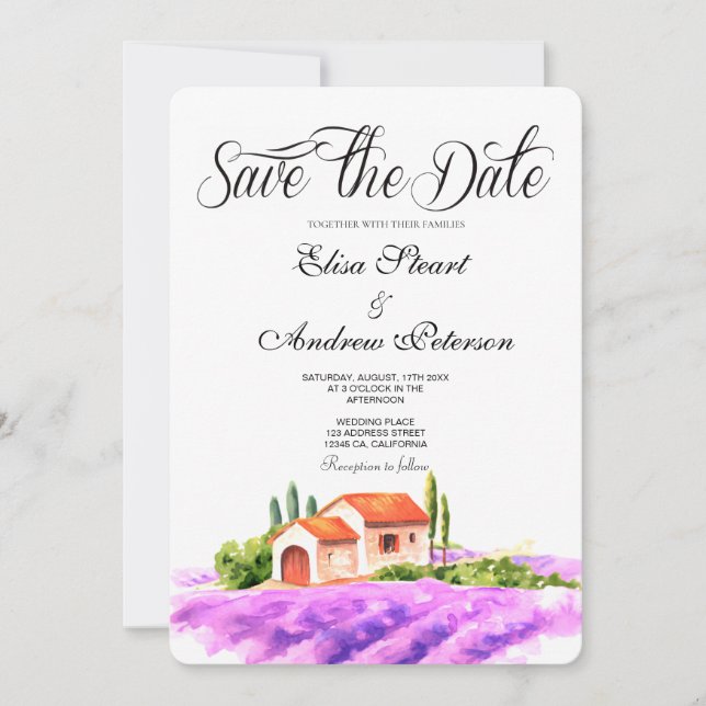 Tuscan vindruvgård Save the Date Inbjudan (Framsida)
