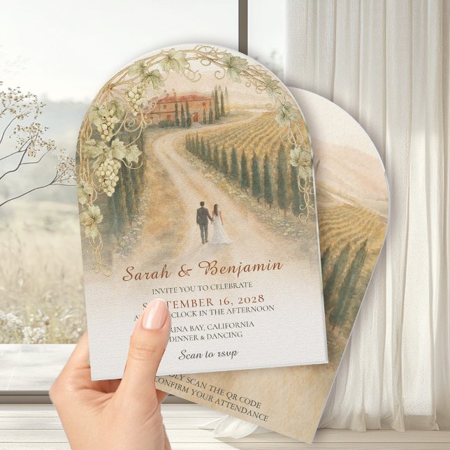 Tuscan Vineyard Elegant Arch Wedding  Inbjudningar (Skapare uppladdad)