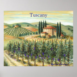 Tuscan Vineyard och Villa Poster
