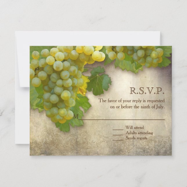 Tuscan Vineyard Rustic Elegant White Vin Art OSA Inbjudningar (Framsida)