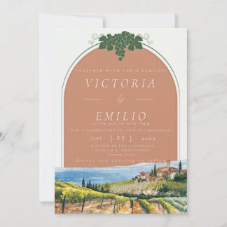Tuscan Vineyard Terracotta Bröllop Inbjudningar