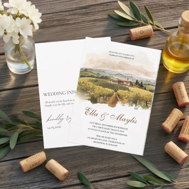 Tuscan Vineyard Wedding | Italian Countryside Inbjudningar (Skapare uppladdad)