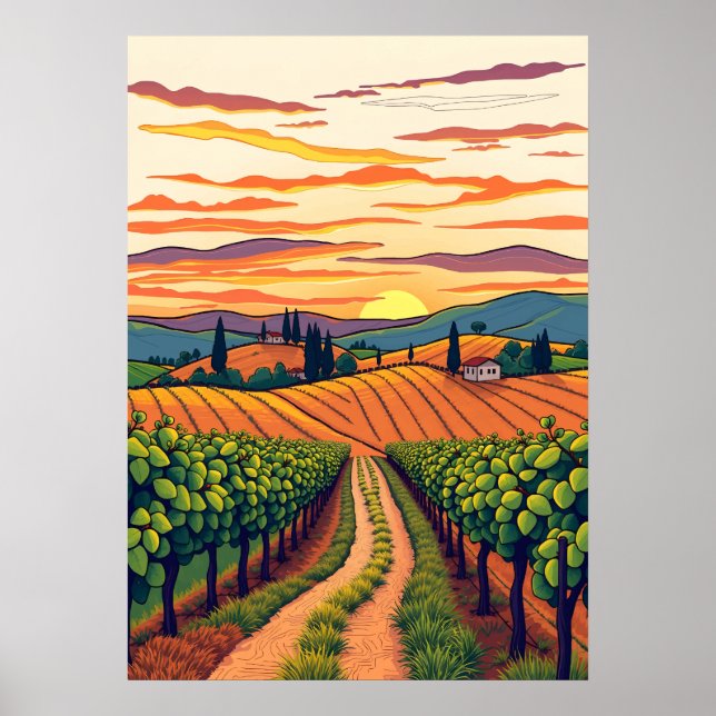 Tuscan Vineyards Poster (Framsidan)