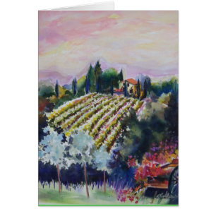 Tuscan vingård från den Le Docce Villa Hälsningskort
