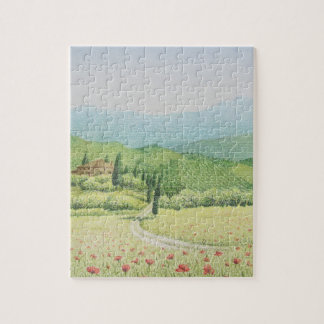 Tuscan vingårdar, italien i pastellfärgat pussel