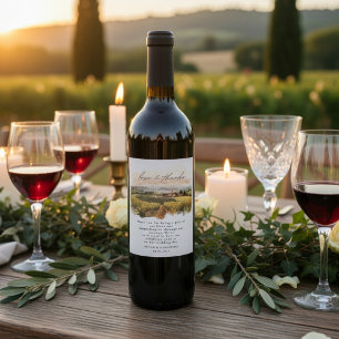 Tuscan Vinodling Bröllop Italienska Landsbygden Vinflaska Etikett