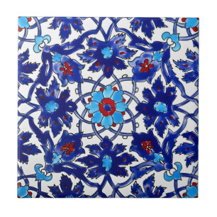 tuscan vintage Red Blue Blommor mönster Kakelplatta