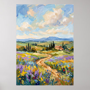 Tuscan Wildflower Path Landskapsaffisch Poster