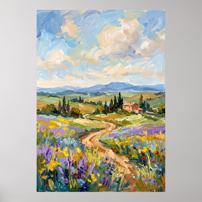 Tuscan Wildflower Path Landskapsaffisch Poster (Framsidan)