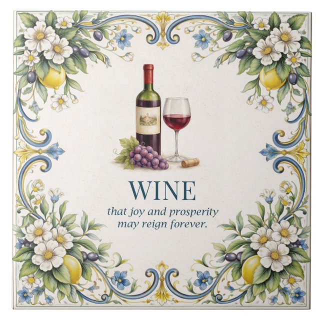 Tuscan Wine Kitchen Välsignelse Medelhavet Kakelplatta (Framsidan)