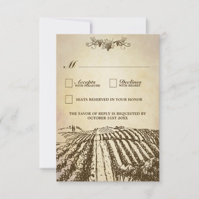 Tuscan Winery Rustic Vineyard Bröllops OSA Cards (Framsida)