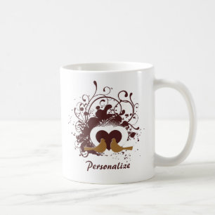 Tuscanska brun Love birds med Namn Kaffemugg