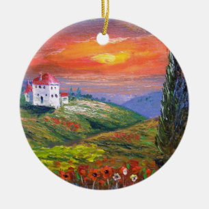 Tuscany avfyrar himmel julgransprydnad keramik
