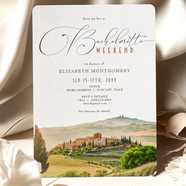 Tuscany Bachelorette Helg Travel Itinerary Inbjudningar (Skapare uppladdad)
