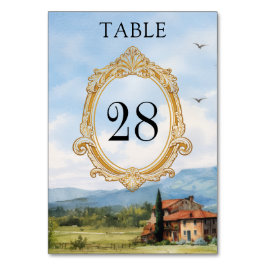 Tuscany Countryside Wedding Table Number Bordsnummer