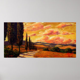 Tuscany Cypress Road Poster