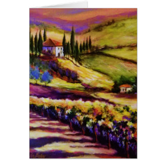 Tuscany glöd vid kortet för konstnär hälsningskort
